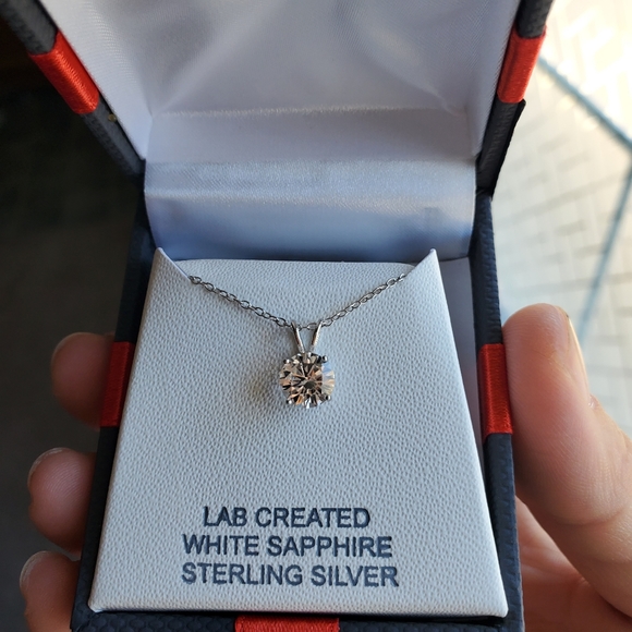 NWT sterling silver white sapphire 18" necklace - Picture 2 of 5